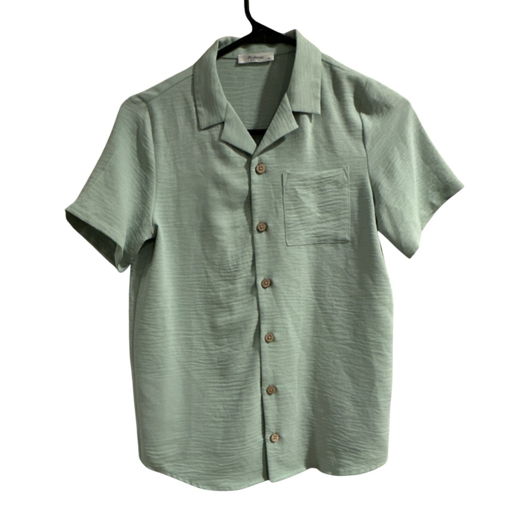 Arshiner Boys Light Green Button-Up Short Sleeve Shirt Size‎ 150